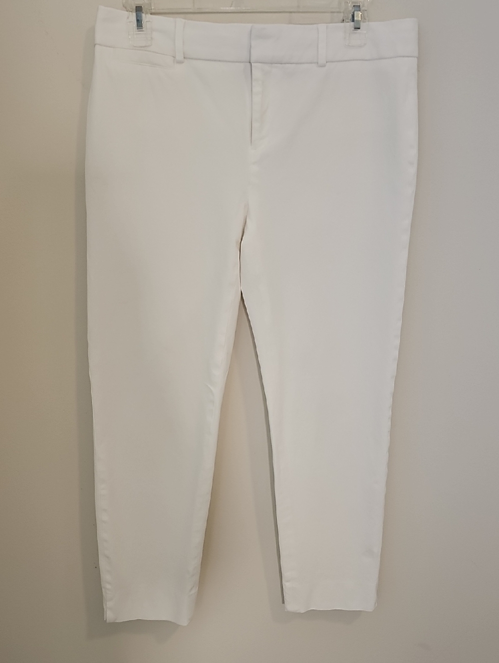 Crown & Ivy Cary Ankle Pants Womens Size 6 White‎ Stretch Career Trousers Cotton
